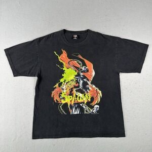 Vintage 90s Spawn T-Shirt XL Black Comic Heart Ripper Giant Double Sided 1997‎